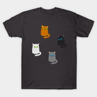 Four Cute Little Kittens, White, Grey, Black and Ginger T-Shirt